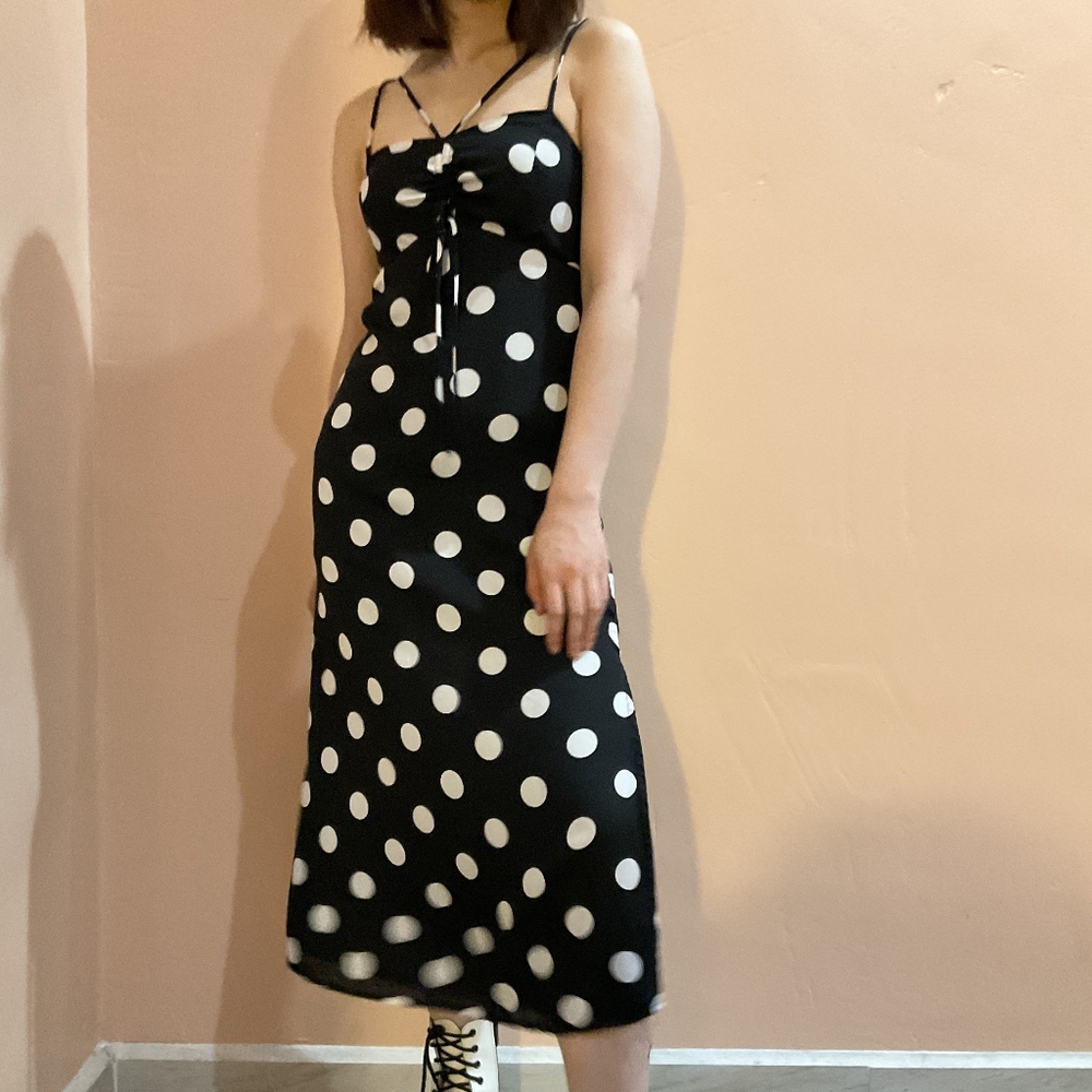 Urban Outfitters Black White Dotted Maxi Dress